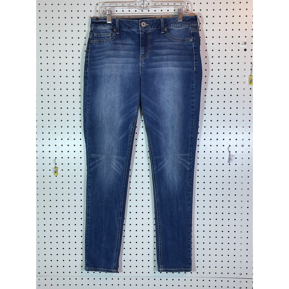 Maurices Womens Dark Wash Skinny Jeans Size L-R Stretch Denim Blue 80905